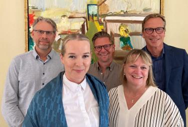 Möte med Diana Janse Fr v: Mattias Brunander, Generalsekreterare Diakonia, Niclas Lindgren, direktor PMU, Erik Lysén, chef Act Svenska kyrkan, Diana Janse, stadsekreretare till biståndsministern och Charlotta Norrby, generalsekreterare SMR.